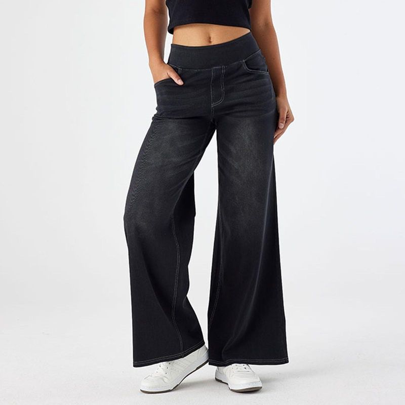 Damenbekleidung Neue Denimhose mit weitem Bein für Frauen Hohe Taille Abnehmen Mehrere Taschen Gerade Lose Cat Whisker Horse_voghion.com