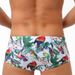 UXH Weiße Blumen- und Vogeldruck-Modetrend-Badehose für Herren, frische Strand-Badeshorts mit vier Ecken_voghion.com