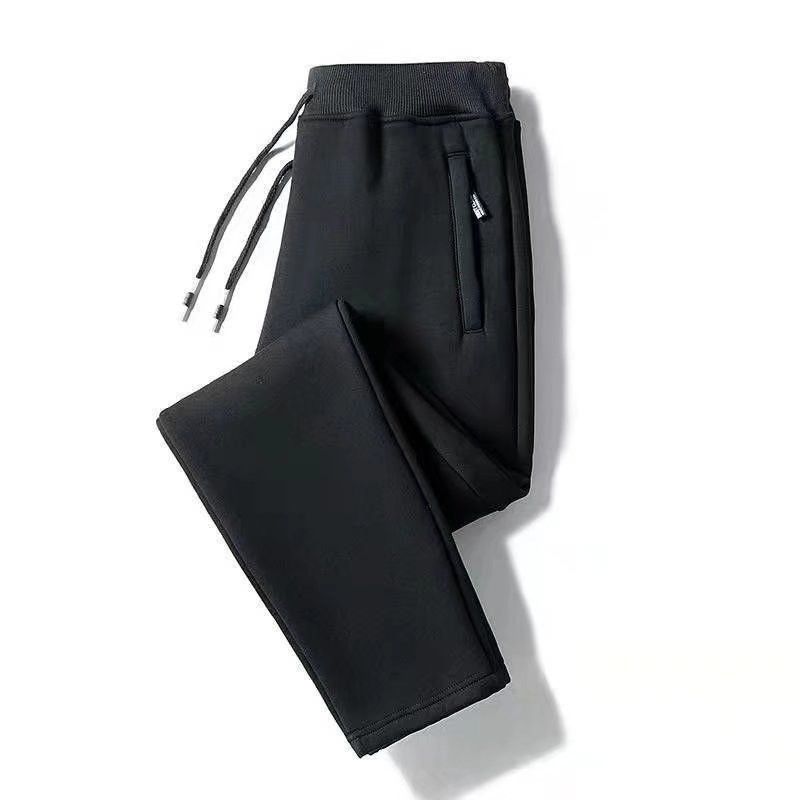 Roupas masculinas Calças de moletom esportivas Outono e inverno Plus Velvet Workwear Cintura elástica All Match Calças compridas casuais retas_voghion.com