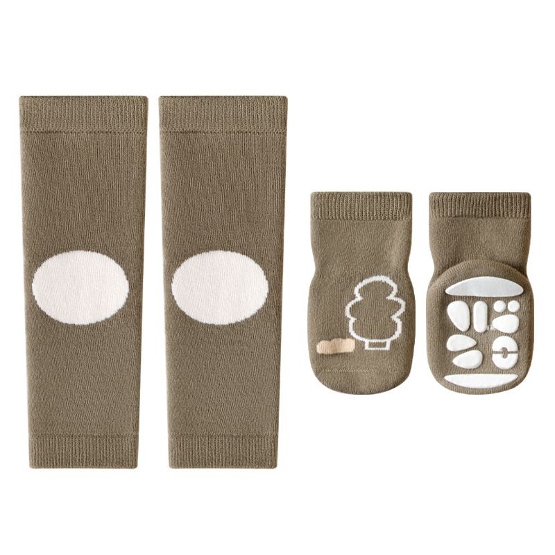Kindersokken Kniesteun baby dikke wol warm over de knie halfhoge kinderkruipsokken antislip verlengingssokken_voghion.com