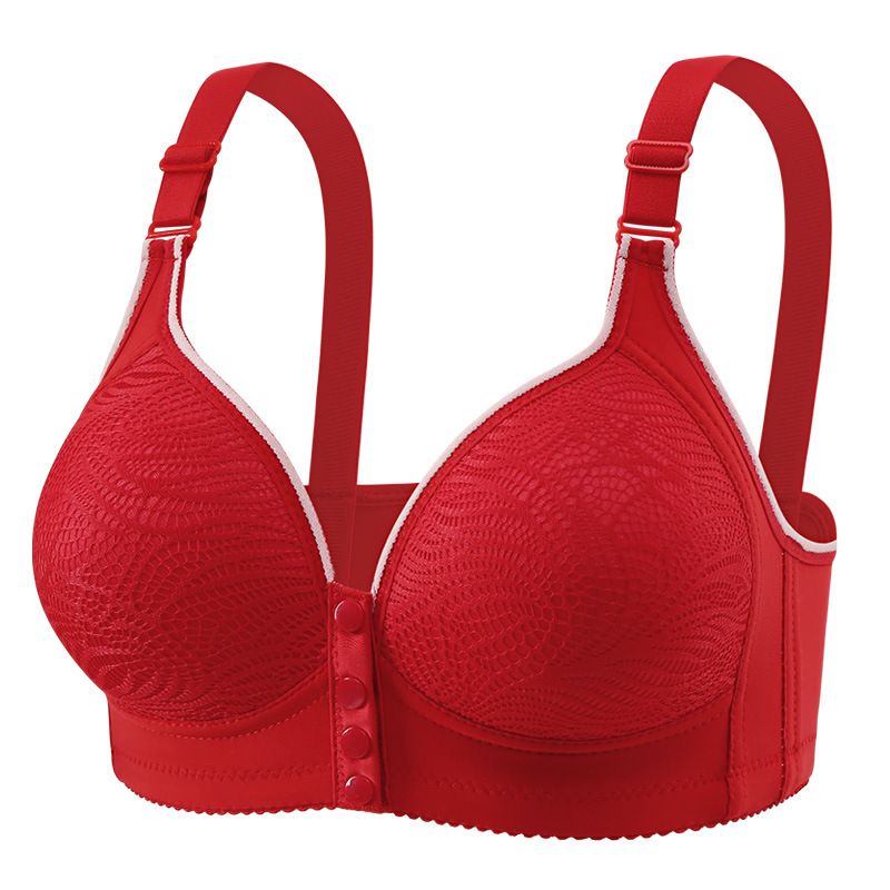 Women's Intimates Large Size Front Button Nursing Bra Gather Breathable And Comfortable Side Breast Collection Middle Aged Mother No Steel Ring Bra_voghion.com