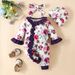 Mutter & Kinder Baby blume trompetenärmel lange bein romper neugeborenen hut kopftuch spitze overall lässig baby strampler_voghion.com