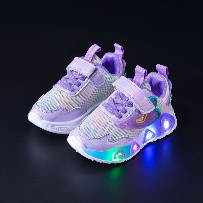Girls' 2025 Spring New LEDE Sports Dad For Small And Medium-sized Children, Trendy Brand Girls' Illuminated Casual Shoes_voghion.com