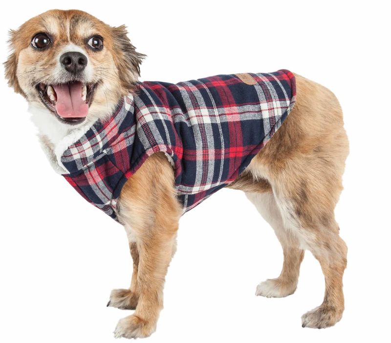 Pet Life 'Puddler' Classical Plaided Insulated Dog Coat Jacket_voghion.com