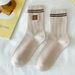 Zhuji Women's Autumn Mid-Calf Trendy Thickened Melad Striped Slouch Seamless Winter Long Socks_voghion.com
