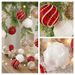 Pearl & Glitter Christmas Ball Ornaments – 8CM Foam Hanging Decor For Tree, Home & Party (Red/Gold/White, 6-Pack)_voghion.com