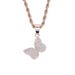 Collana popolare con mini farfalla intarsiata blu rosa viola zircone stile hip hop gioielli_voghion.com