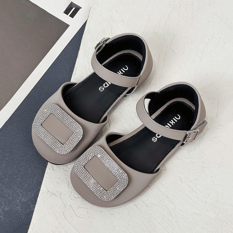 Princesse 2024 printemps/été nouvelle mode diamant d'eau grande boucle enfants demi sandales filles chaussures simples_voghion.com