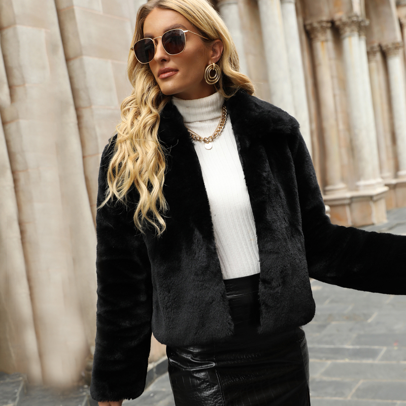 Women's autumn/winter new short lapel imitation fur coat top_voghion.com