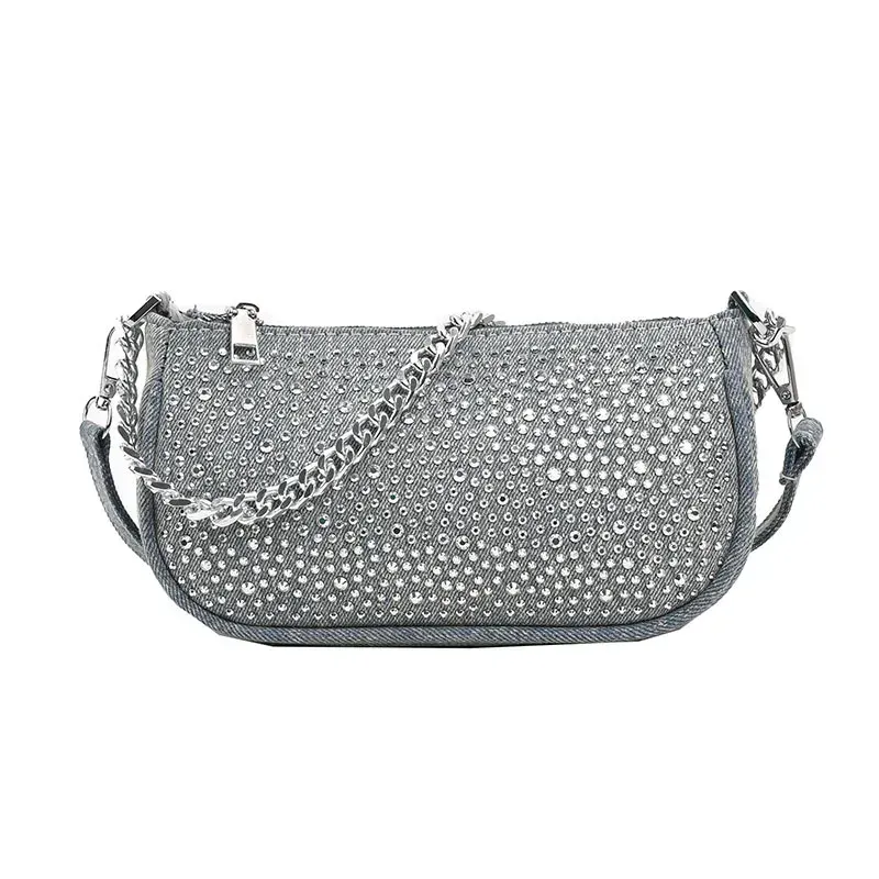 Koreanische Casual Denim Umhängetaschen Für Frauen Designer Handtaschen Und Geldbörsen 2024 Neue Pailletten Y2K Unterarm_voghion.com