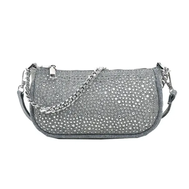 Koreanische Casual Denim Umhängetaschen Für Frauen Designer Handtaschen Und Geldbörsen 2024 Neue Pailletten Y2K Unterarm_voghion.com