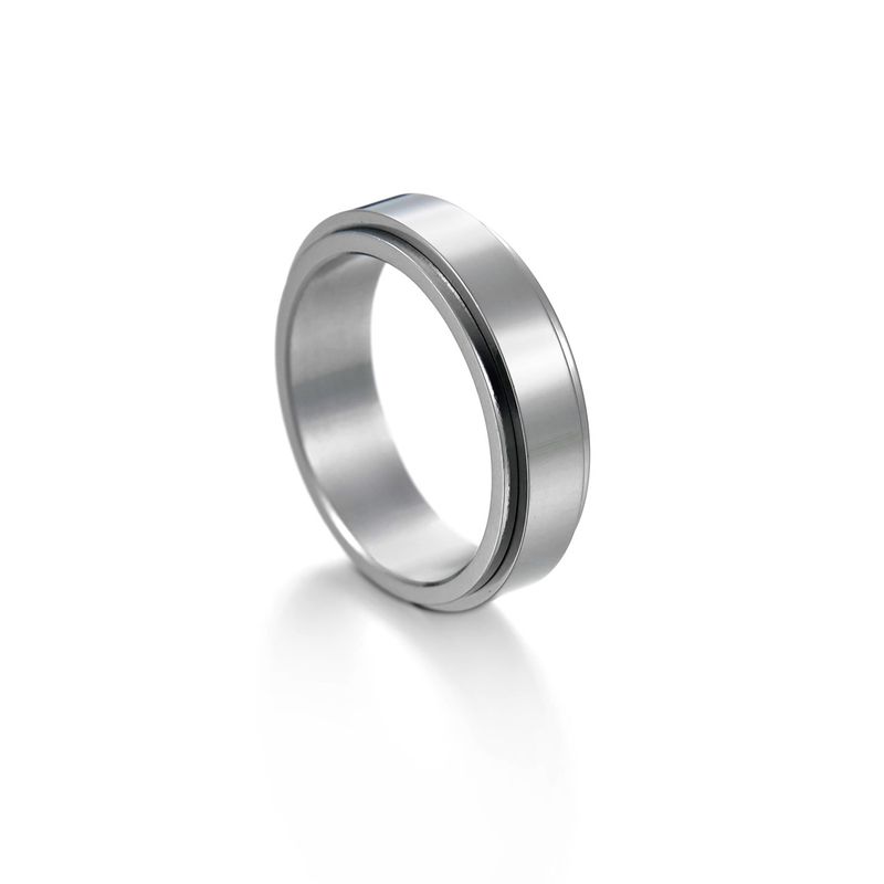Anello rotante da uomo con riduzione della pressione in acciaio al titanio liscio placcato oro, gioielli di dimensioni americane standard_voghion.com