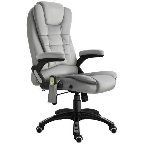 Vinsetto Massage Bürostuhl Ergonomisch Höhenverstellbar Mit PU-Rädern In Grau Für Komfortables Arbeiten und Entspannung_voghion.com