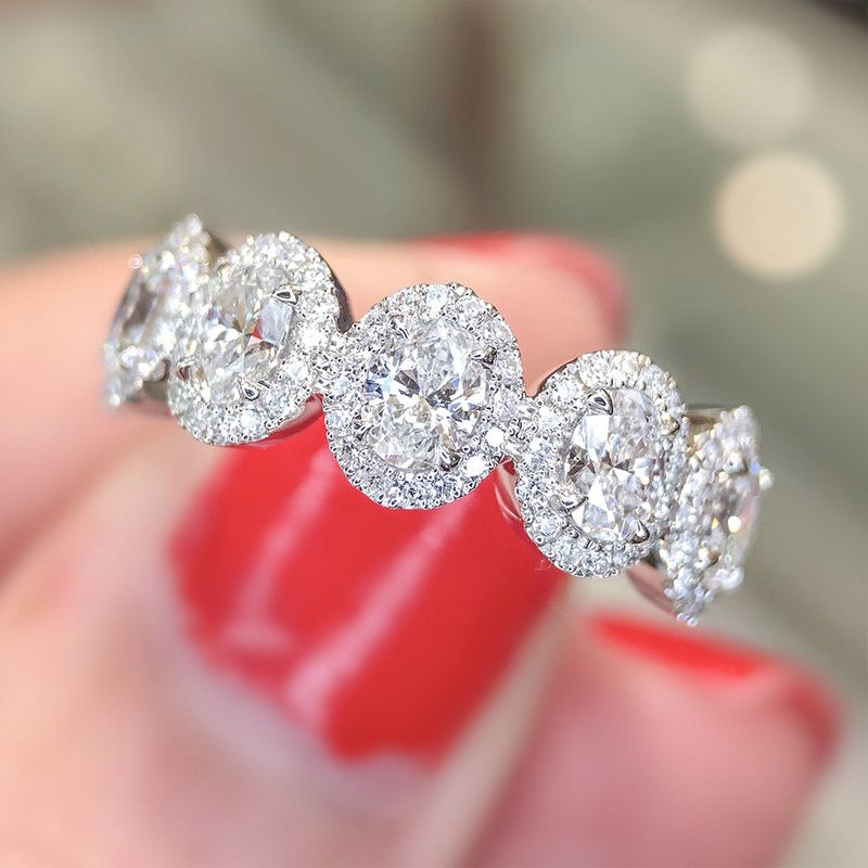 Cao Shi's Simple Five Circle versione coreana anello rotondo in zircone da donna Yiwu piccoli gioielli_voghion.com
