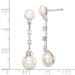 Sterling Silver Rhodium-plated CZ FWC Button Pearl Dangle Post Earrings_voghion.com