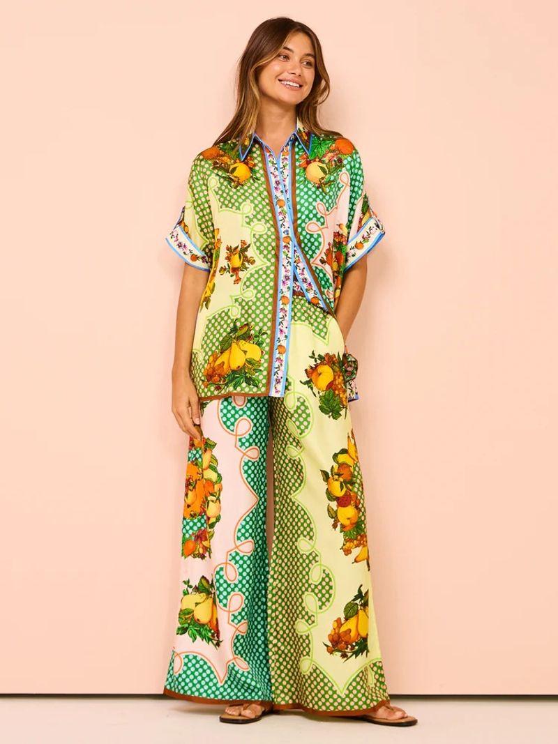 Vêtements pour femmes, imprimé de personnalité à la mode, manches courtes, loisirs, loisirs, cravate ample_voghion.com