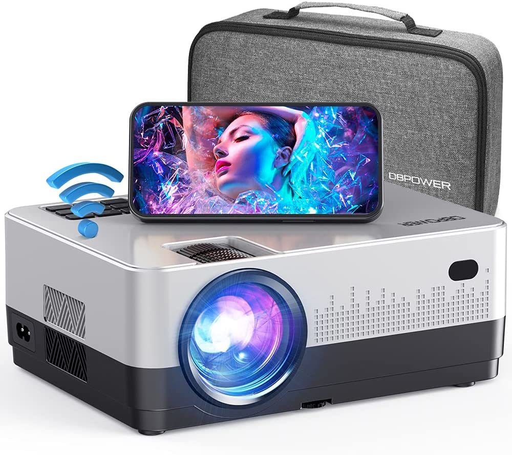 DBPOWER WiFi Projector, Upgrade 8500L Full HD 1080p Video Projector with Carry Case, Support iOS/Android Sync Screen, Zoom&Sleep Timer, 4.3' LCD Home _voghion.com