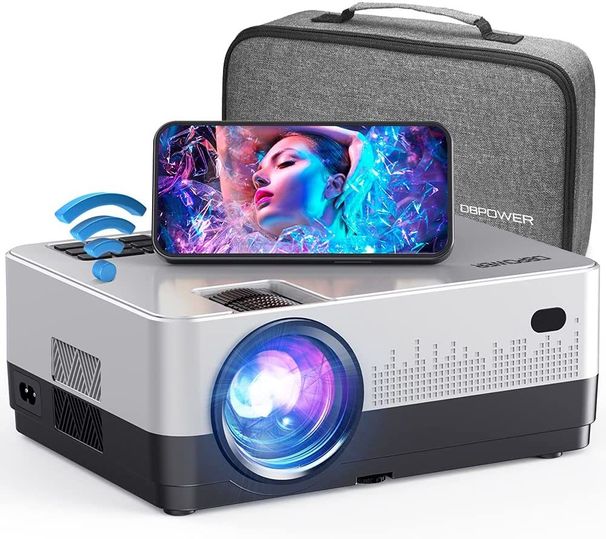 DBPOWER WiFi Projector, Upgrade 8500L Full HD 1080p Video Projector with Carry Case, Support iOS/Android Sync Screen, Zoom&Sleep Timer, 4.3' LCD Home _voghion.com