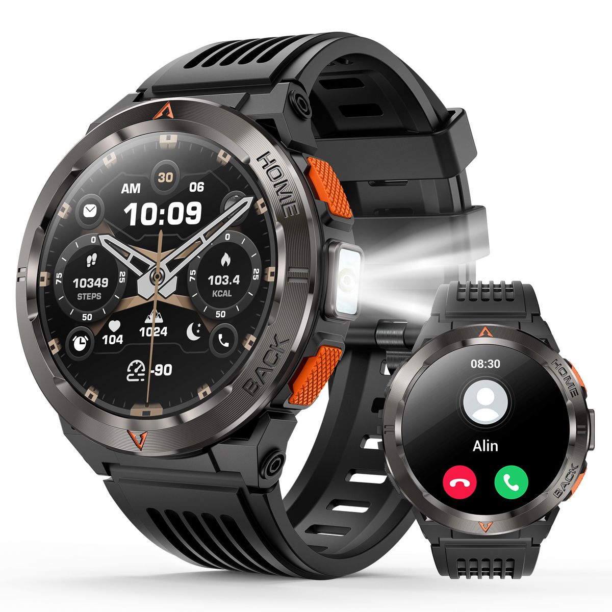 Reloj inteligente GS500 con Bluetooth, llamadas, GPS, posicionamiento, brújula, linterna, control del ritmo cardíaco y de la presión arterial, resistente al agua._voghion.com