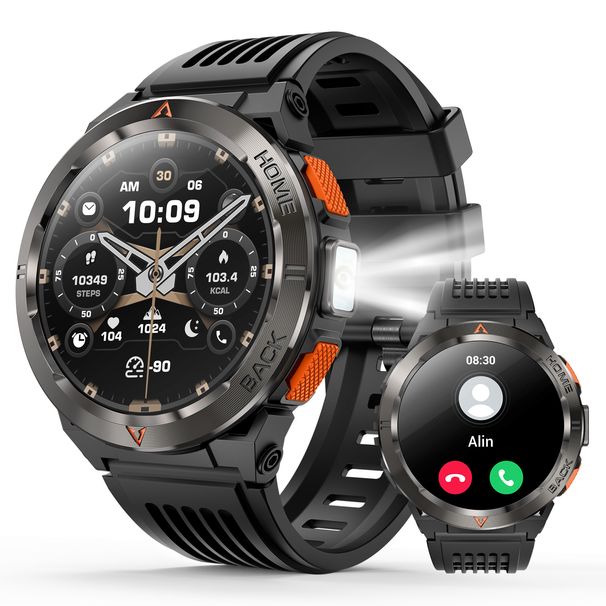 Reloj inteligente GS500 con Bluetooth, llamadas, GPS, posicionamiento, brújula, linterna, control del ritmo cardíaco y de la presión arterial, resistente al agua._voghion.com