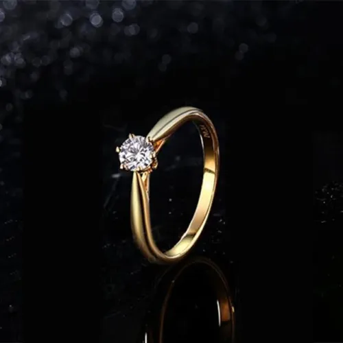 Hot Sales Klassesch Hochzäitsréng Fir Fraen Fir ëmmer Einfach Sechs Klauen Zirkonien Moud Solitaire Verlobungs-Bestietnes-Cadeau-Ring_voghion.com