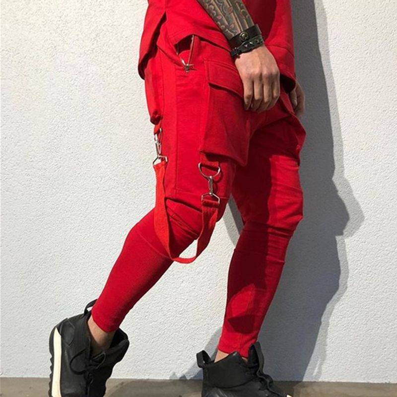 Erkek Kargo Jogger Pantolon - Spor Salonu, Sokak Giyimi ve Günlük Giyim İçin Çoklu Cepli Pamuk Karışımlı Hip-Hop Eşofman Altı - Elastik Bilek Manşetleri, Nefes Alabilir_voghion.com
