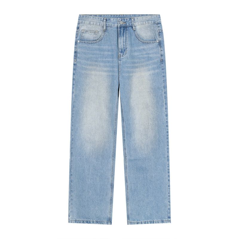 [SeoulFlex] Men's Korean Relaxed Jeans - Mid Waist | Trendy White Wash_voghion.com