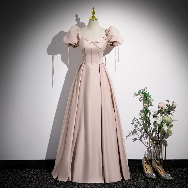 Women's Clothing Pink Toast Engagement Dress Fugitive Princess Feeling Satin Adult Ceremony Vocal Art Examination Long Dress_voghion.com
