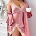 Daenerys Summer Ice Plus Size Silk Casual Camisole Robe Set Simple Sexy Pajamas_voghion.com