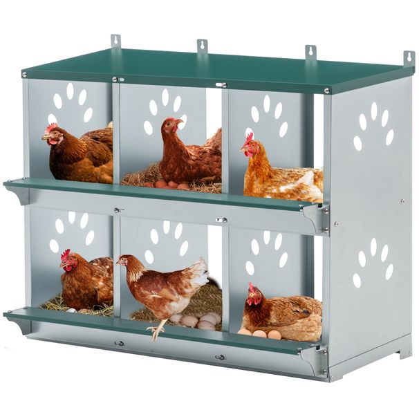 Chicken Nesting Box, 6 Room Metal Nesting Boxes For Chicken,Galvanized Steel Nesting Boxes For Hens,Easy To Assemble_voghion.com