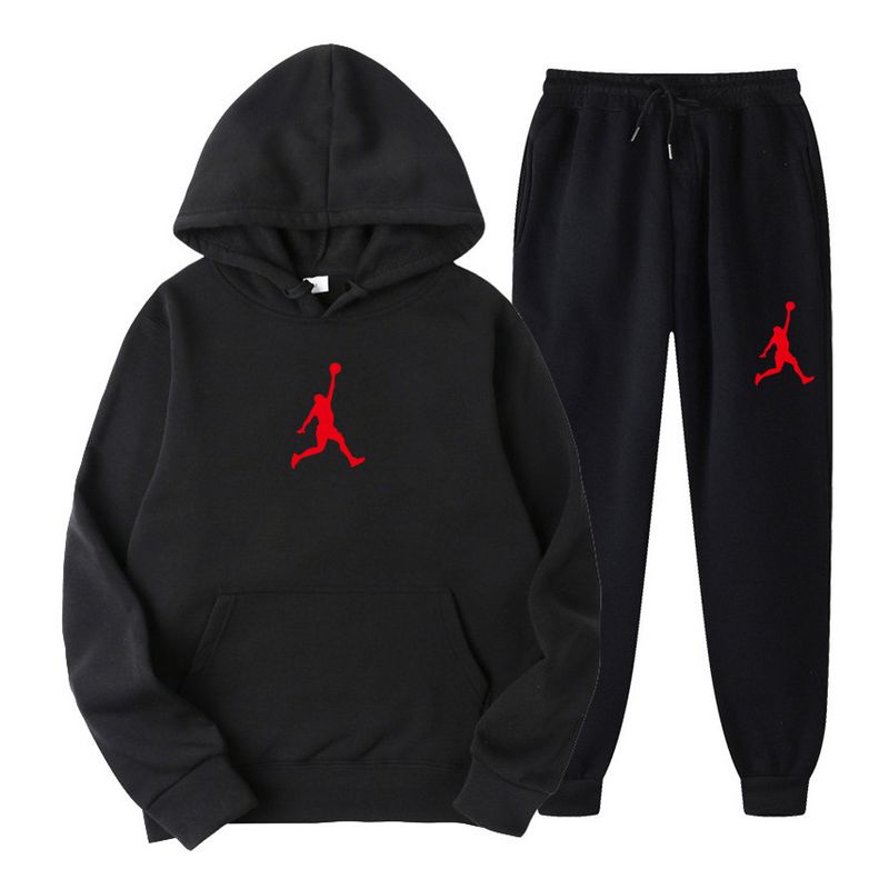 2023 Spring and Autumn New Men's Hooded Casual Sports Sweater Solid Color Printing Trend Two Piece Set_voghion.com