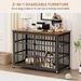 Furniture Style Dog Crate Wrought Iron Frame Door With Side Openings, Rustic Brown, 43.3''W X 29.9''D X 33.5''H._voghion.com