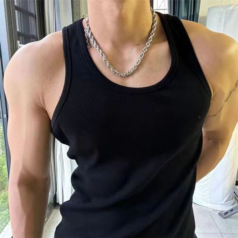 Herrenbekleidung Shaped Weste für den Sommer Herren Sport Fitness Dicker Faden Herren Ärmelloses Training Elastisch Slim Sweat_voghion.com