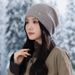 Korean Style Versatile Double C Warm Rabbit Fur Slouchy Autumn Winter Outdoor Casual Windproof Knitted Large Head_voghion.com