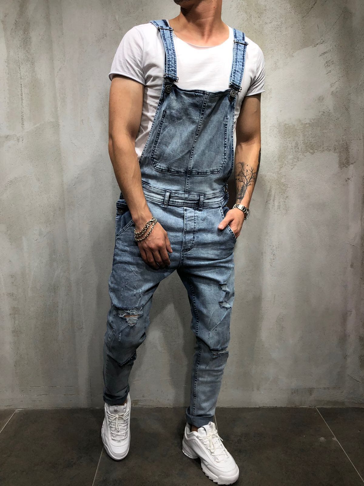 Men's denim overalls, suspenders, jeans rompers_voghion.com