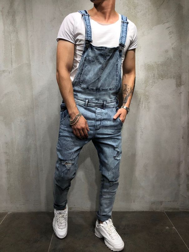 Men's denim overalls, suspenders, jeans rompers_voghion.com