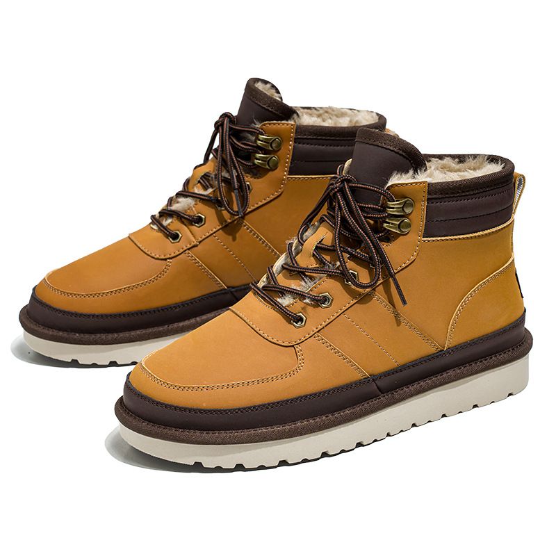 Herren-Winterstiefel mit dicker Sohle – warme Freizeitschuhe mit Kunstfellfutter für draußen und den Alltag_voghion.com