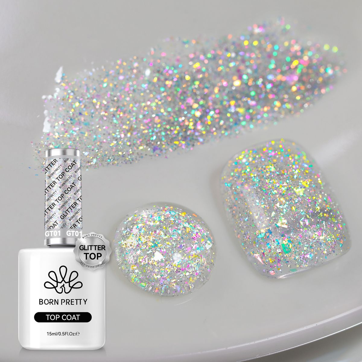 Nagellijm Opal Diamond Sealant, afwasbare nagelkunst, reflecterende discolijm, goud- en zilverkleurige flitsverzegeling_voghion.com