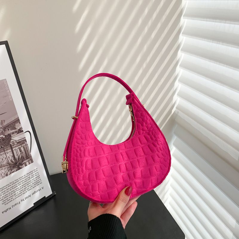 Solid color temperament women's  trendy Korean version winter new stone pattern underarm bag casual one shoulder_voghion.com