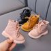 Mother & Kids Fashion Ankle Boots - Lightweight Lace-Up Martin Boots For Boys & Girls, Soft Fleece Lined, Non-Slip Sole (Yellow/Black/Pink)_voghion.com