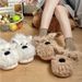 Schattige en pluizige puppy-stijl voor vrouwen, winterse binnenpantoffels met dikke zool en antislip, harige, zachte, warme katoenen pantoffels_voghion.com