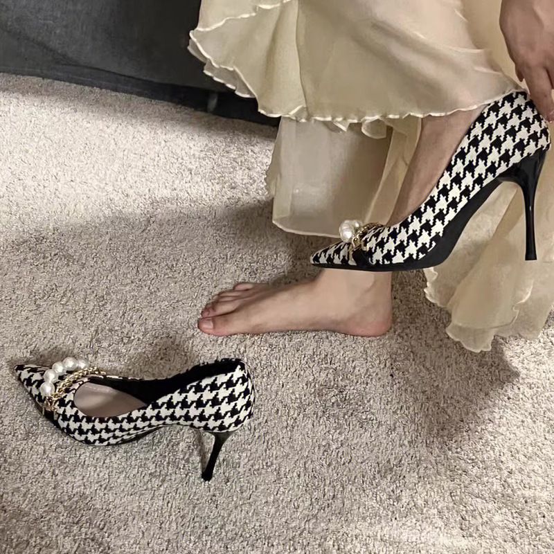 French High Heels Design Sense 2024 Spring And Autumn Season New Pointed Fashion Mid Heel Versatile Fine Follow-up Shoes_voghion.com