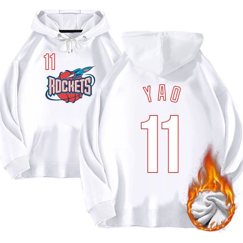 430G Basketball Sports 95 Edition Rocket Team 11 Yao Ming Plüsch-Kapuzenpullover mit Kapuze, locker sitzende Kleidung für Herbst/Winter_voghion.com
