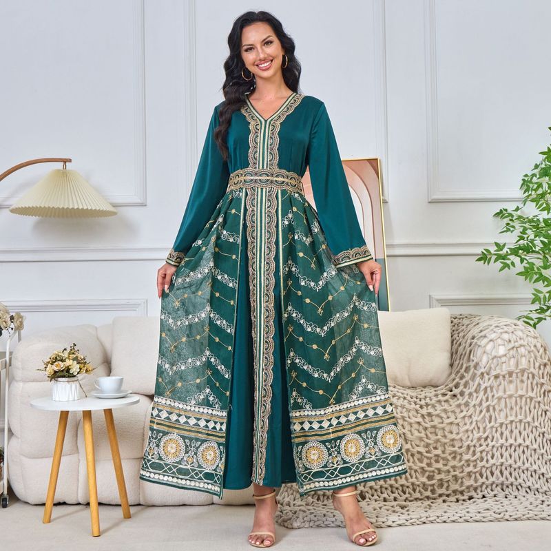 Dameklær Midtøsten kvinners broderte lang kappe abaya muslimsk arabisk Dubai-kjole_voghion.com