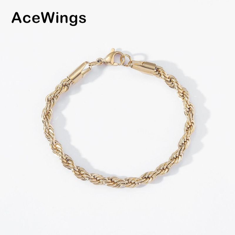 Bracciale unisex per coppie in stile hip-hop con catena intrecciata in acciaio inossidabile da 5 mm_voghion.com