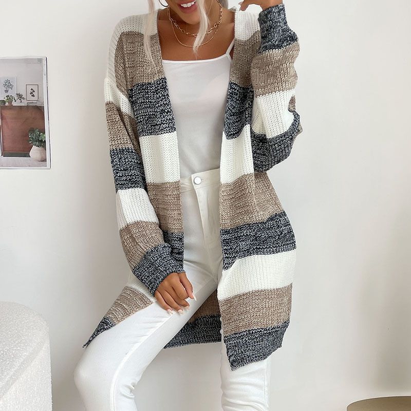  Cardigan en tricot à rayures Design Feel_voghion.com