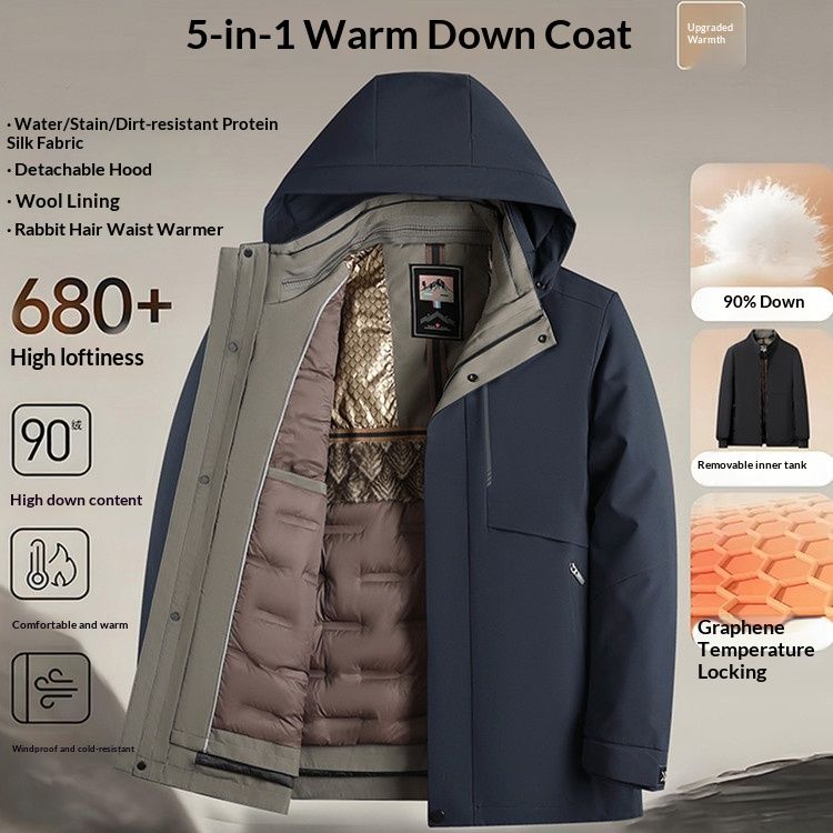 Cove National Standard 90 Goose Men 2025 Winter New Model For Middle-aged And Elderly Fathers, Detachable Thickened Warm_voghion.com