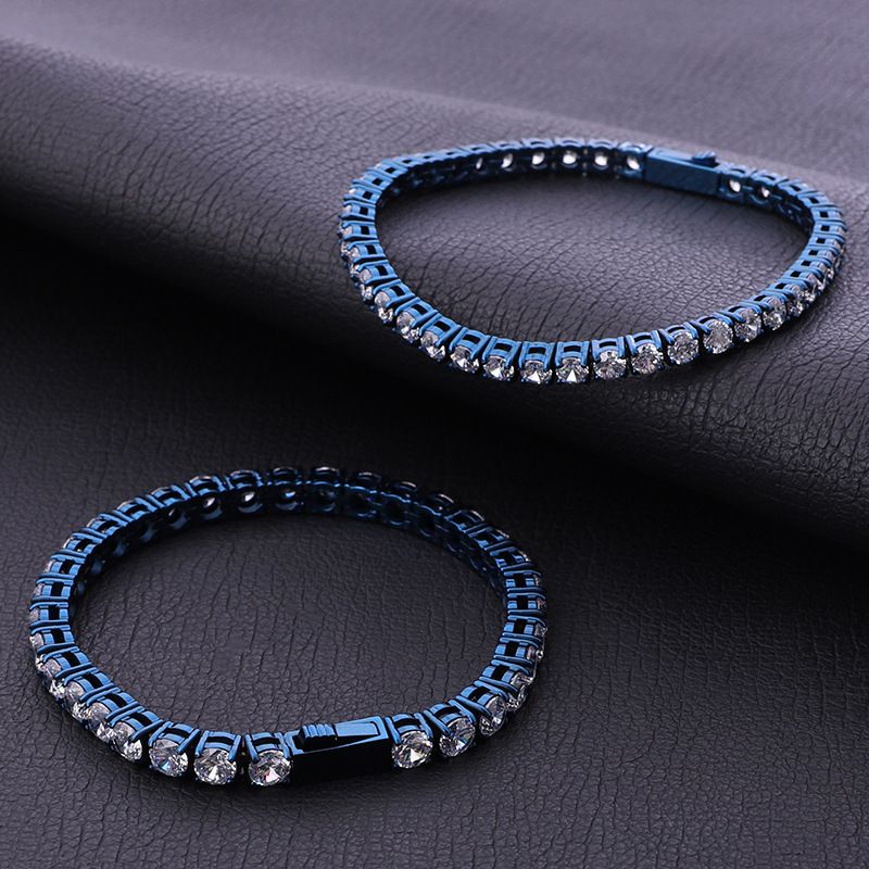 Neu Titan Blau Kette Hip-Hop Schmuck Unisex Einreihige Stein Edelstahl Tennis Armband_voghion.com
