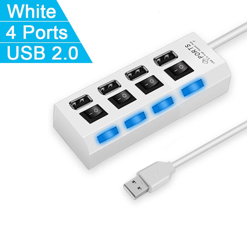 High Speed 4/7 Ports Hub 2.0 Adapter Expander Multi USB Splitter Multiple Extender With LED Lamp Switch For PC Laptop_voghion.com