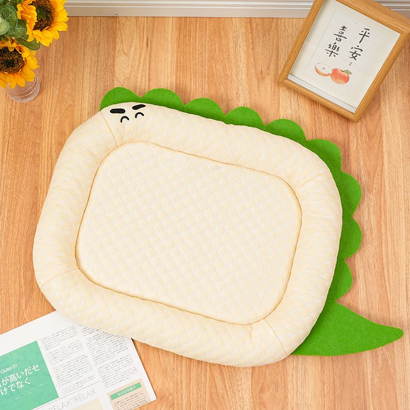 Tapis rafraîchissant et doux pour petit chien, série Dinosaure, panier d'été respirant pour animaux de compagnie_voghion.com
